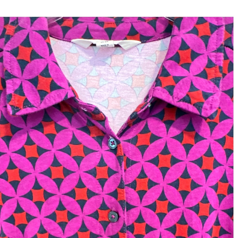 Boden Marcia Jersey Midi Shirt Dress 12 Geometric Magenta Art Mod Teacher Chic - Picture 9 of 9